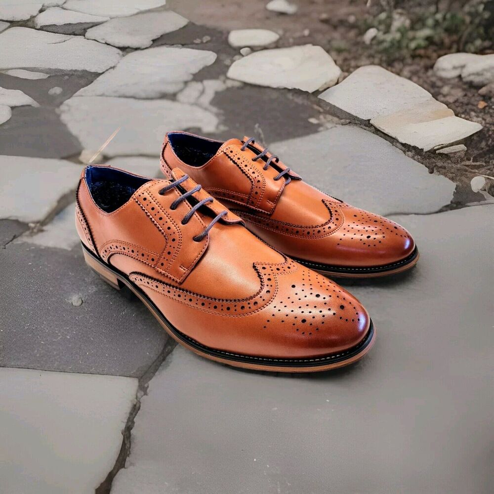 Bruno Marc Shoes Mens 11 W Louis Lace-Up Leather Wingtip Dress New In Box